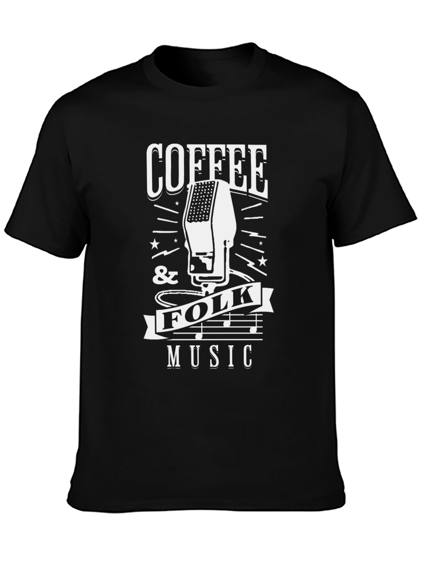 Coffee & Folk Music Graphic Tee - Black