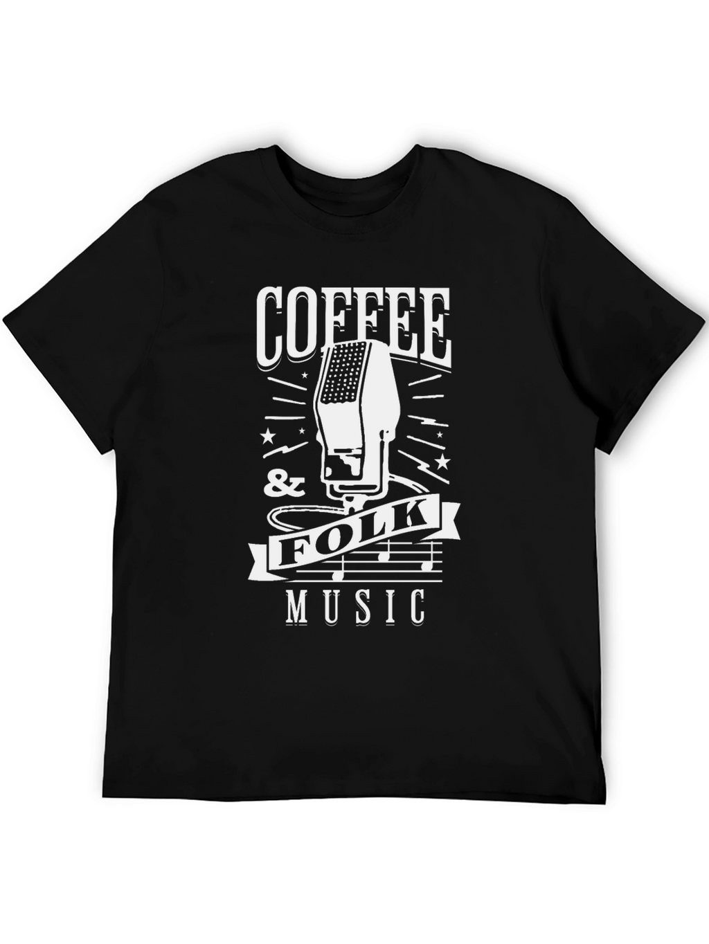 Coffee & Folk Music Graphic Tee - Black