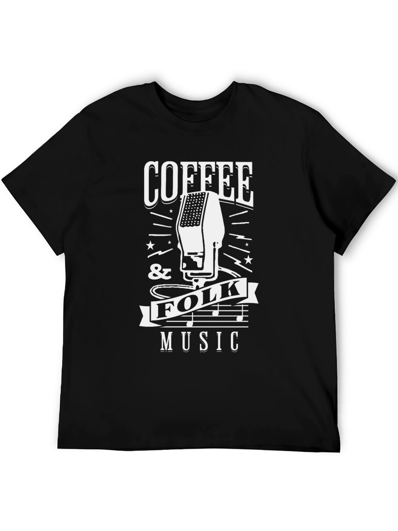 Coffee & Folk Music Graphic Tee - Black