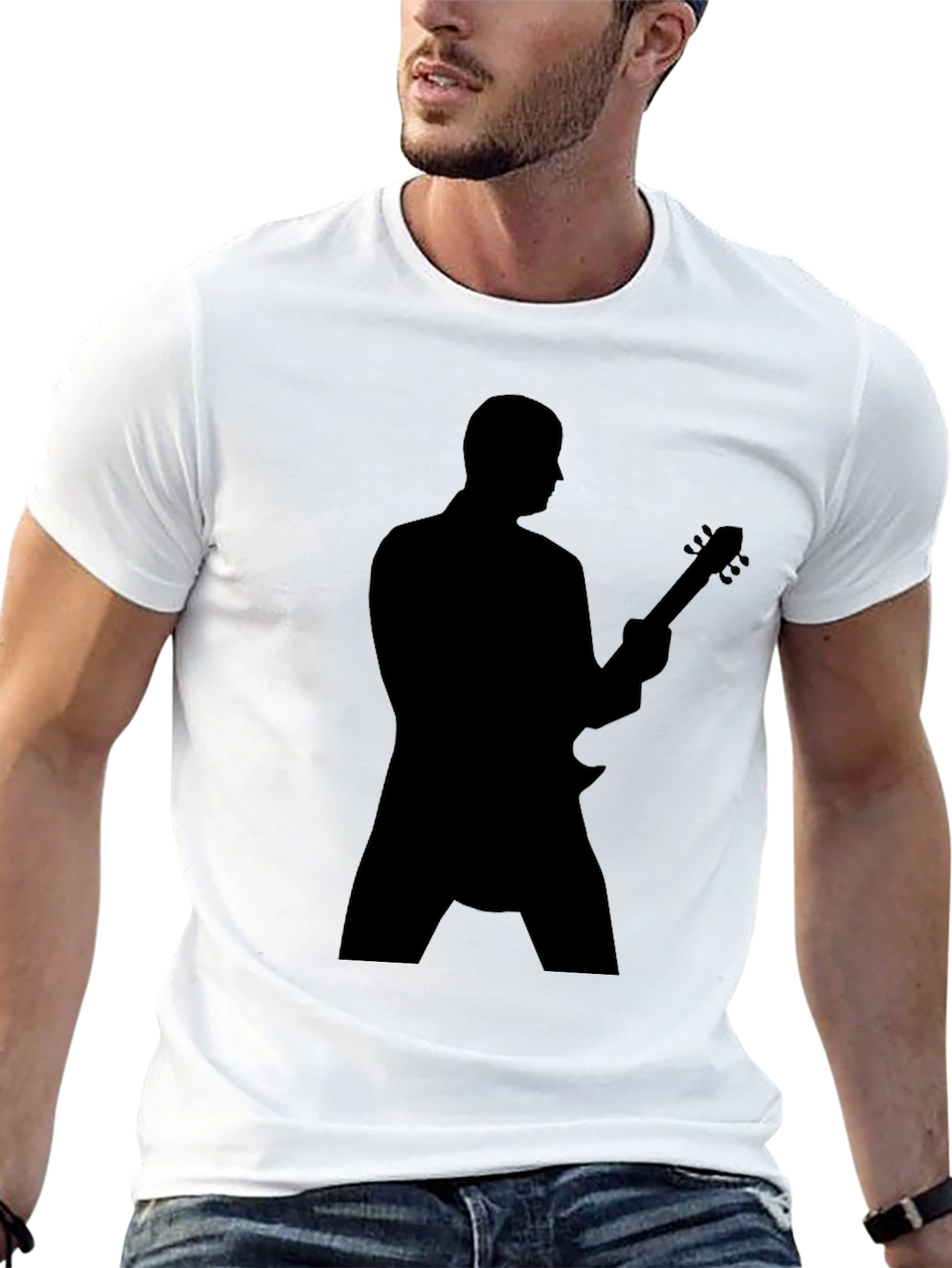 Guitarist Silhouette Graphic Tee - Black T-Shirt