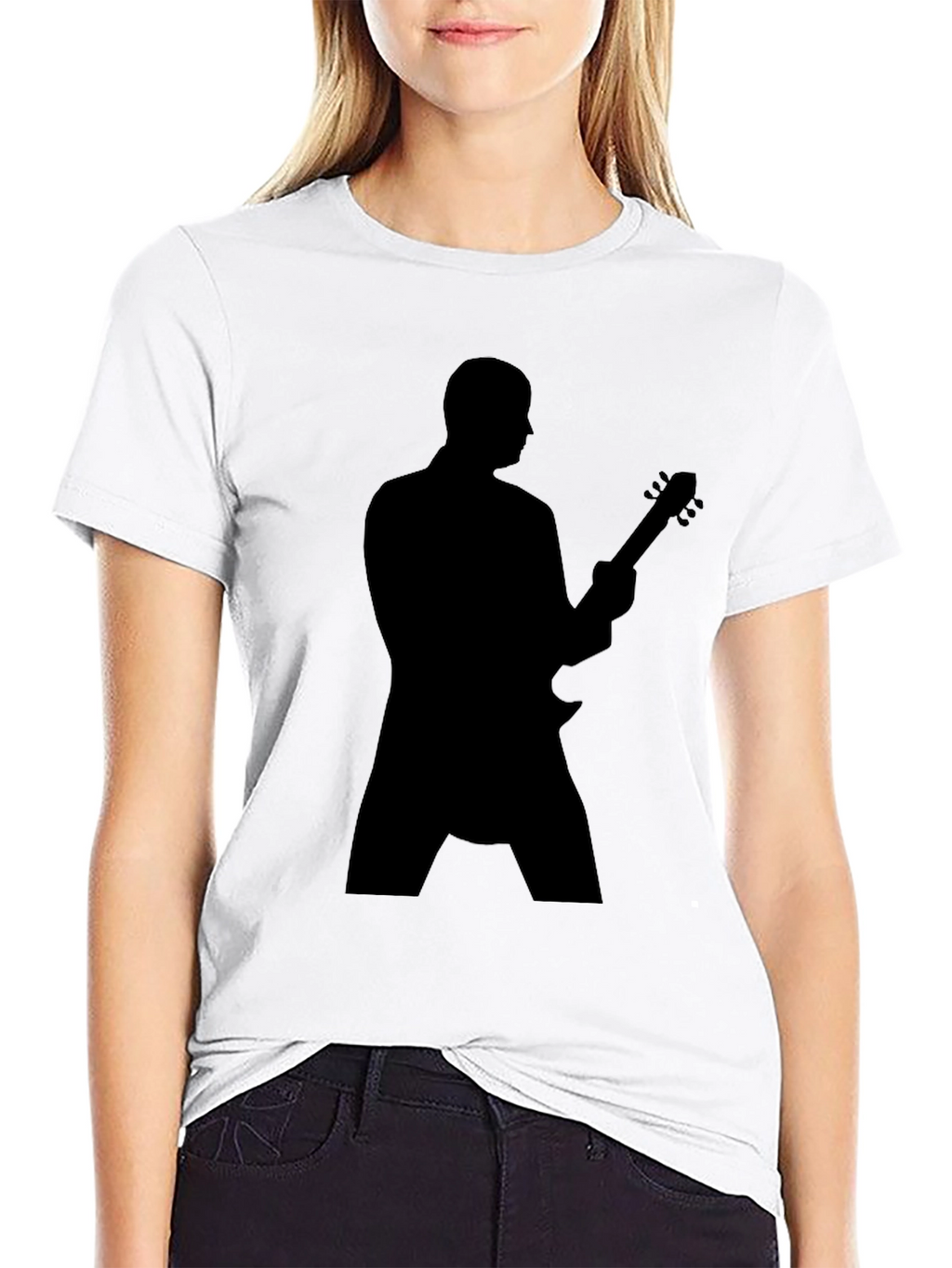 Guitarist Silhouette Graphic Tee - Black T-Shirt