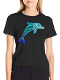 Tribal Dolphin Graphic Tee - Stylish Black T-Shirt