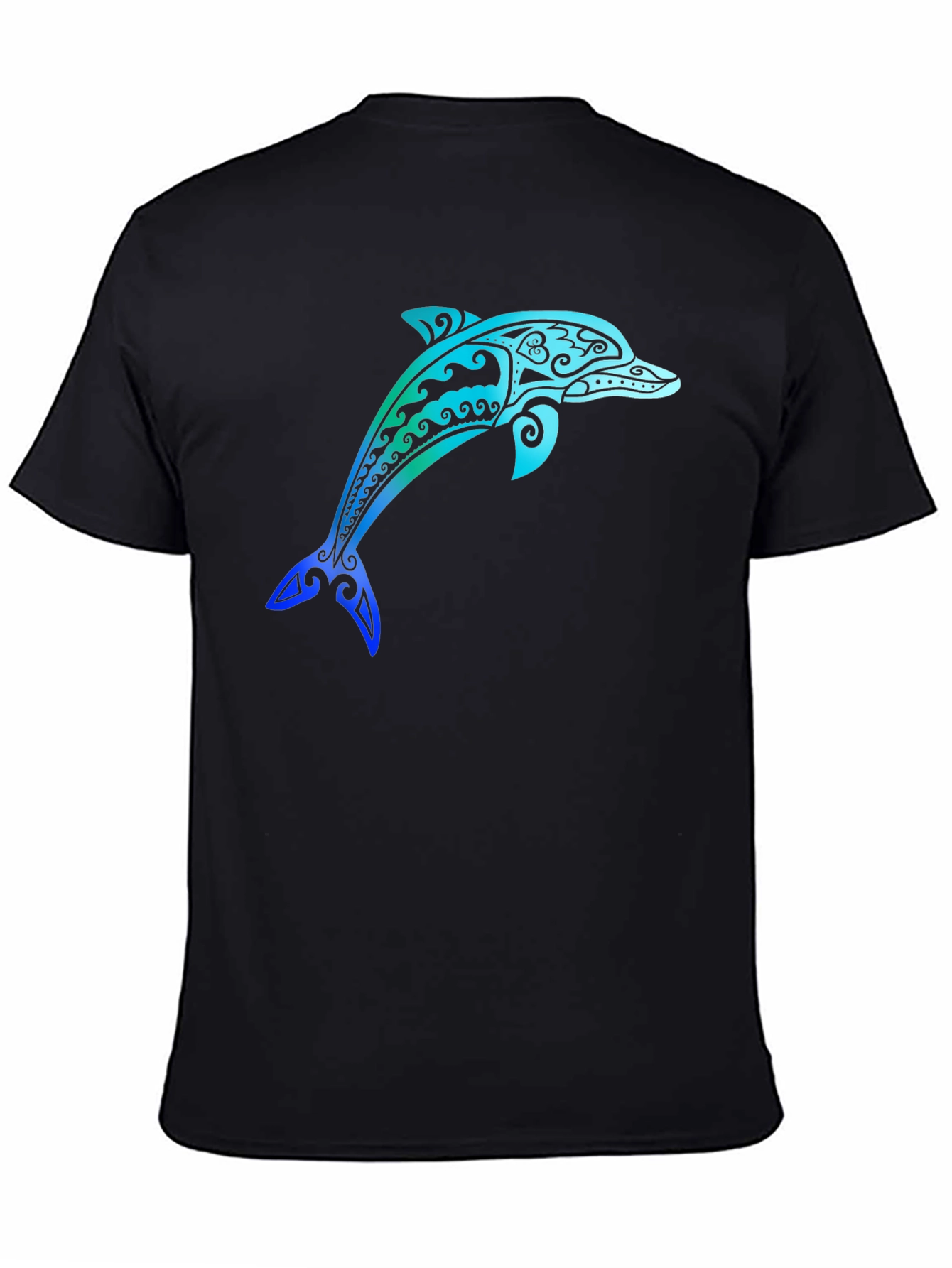 Tribal Dolphin Graphic Tee - Stylish Black T-Shirt