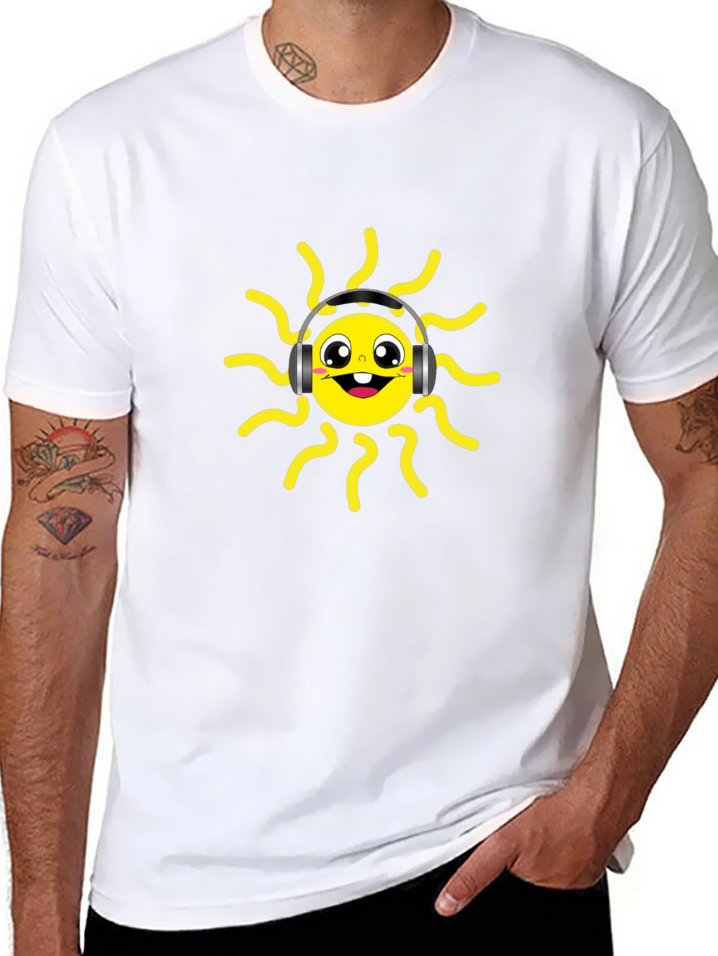 Groovy Tunes Tee - Black Cotton Sun Graphic T-Shirt