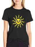 Groovy Tunes Tee - Black Cotton Sun Graphic T-Shirt