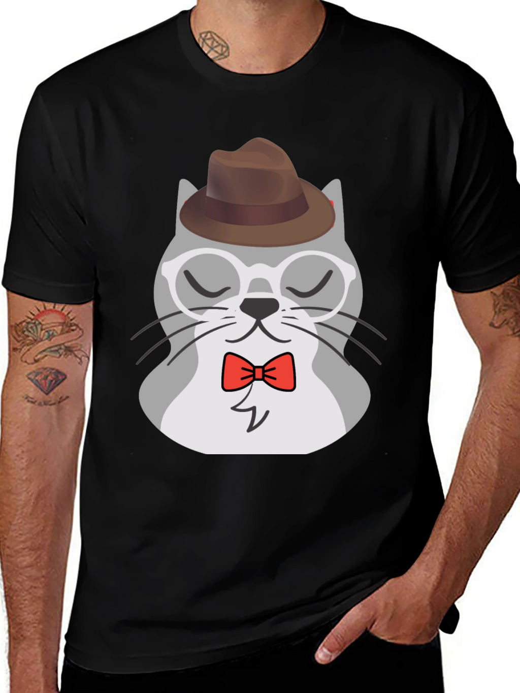 Hipster Cat T-Shirt - Cool Cartoon Graphic Tee