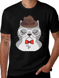 Hipster Cat T-Shirt - Cool Cartoon Graphic Tee