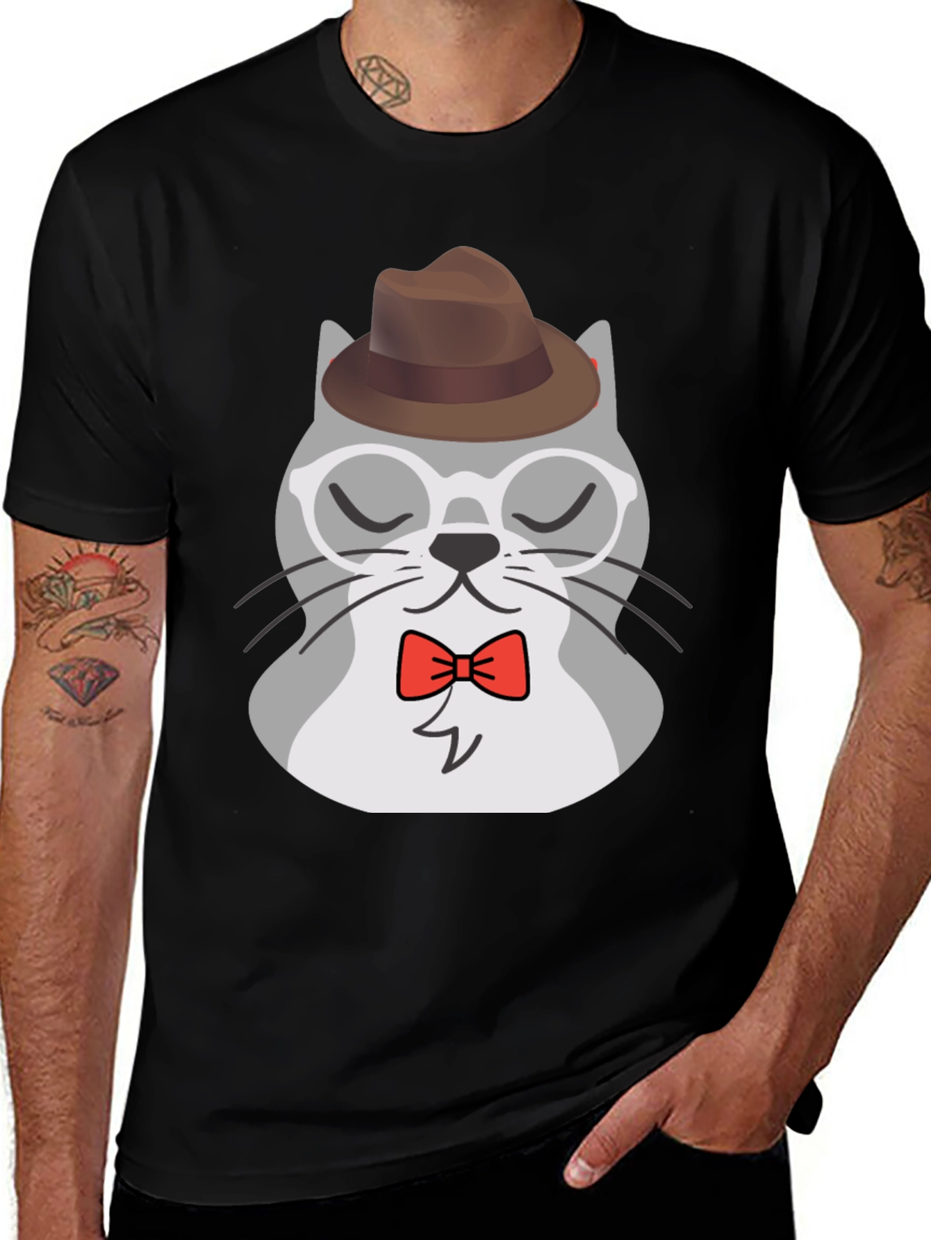 Hipster Cat T-Shirt - Cool Cartoon Graphic Tee