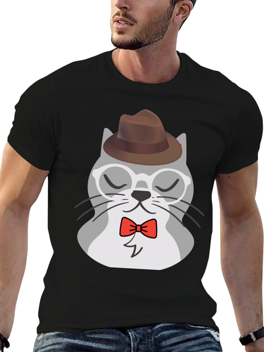 Hipster Cat T-Shirt - Cool Cartoon Graphic Tee