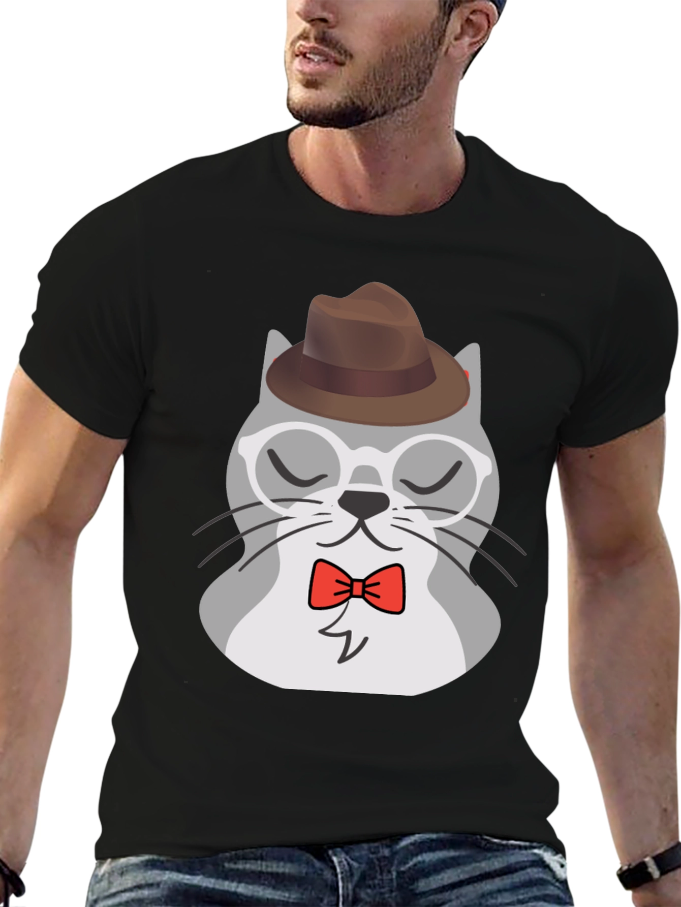 Hipster Cat T-Shirt - Cool Cartoon Graphic Tee