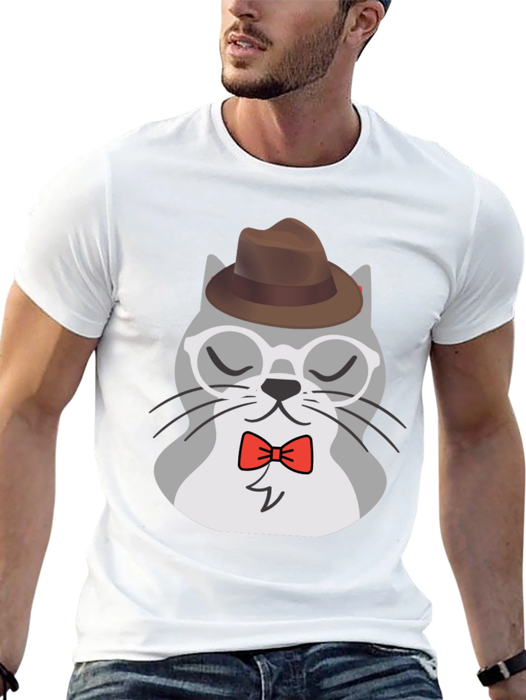 Hipster Cat T-Shirt - Cool Cartoon Graphic Tee