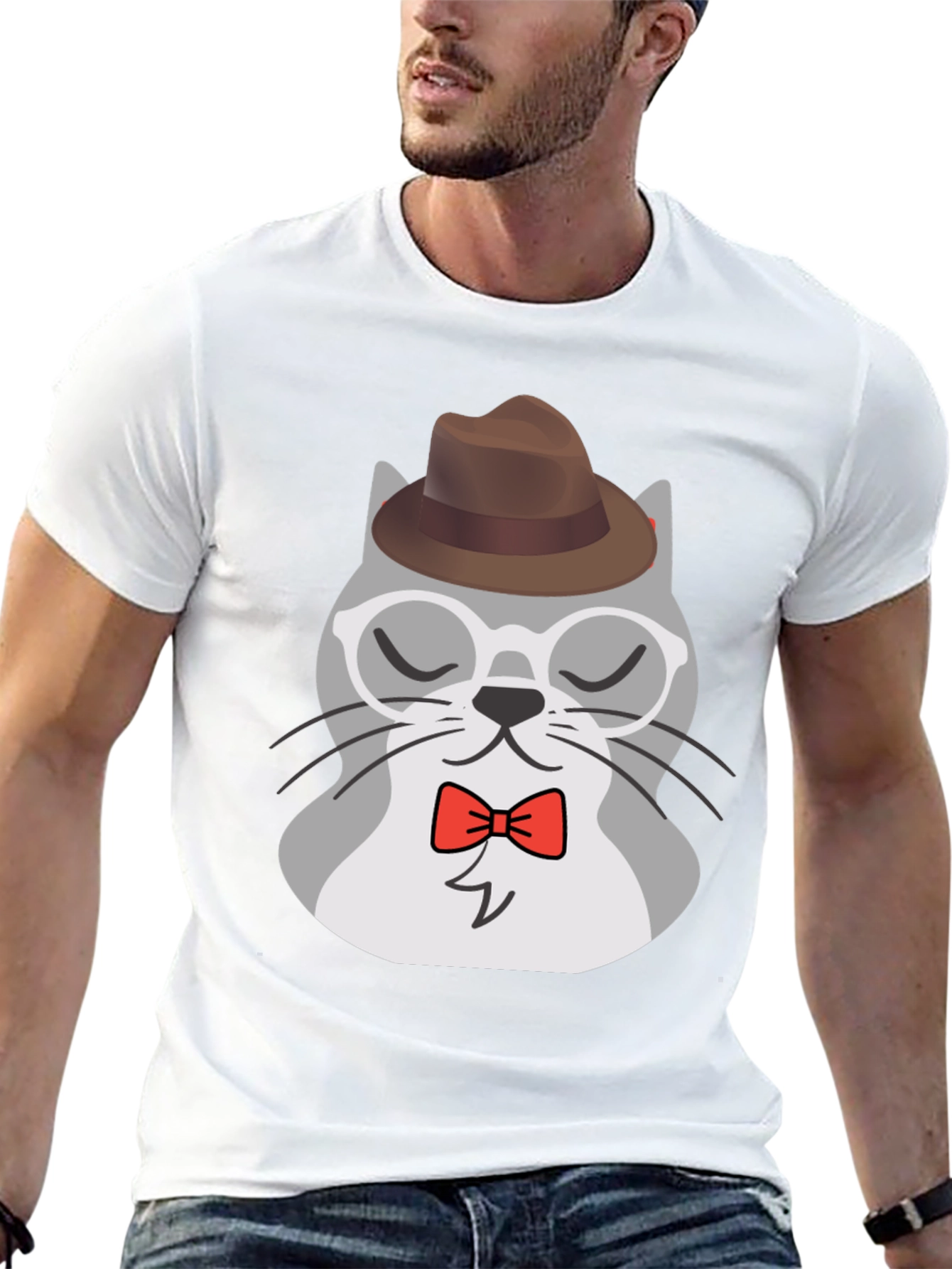 Hipster Cat T-Shirt - Cool Cartoon Graphic Tee