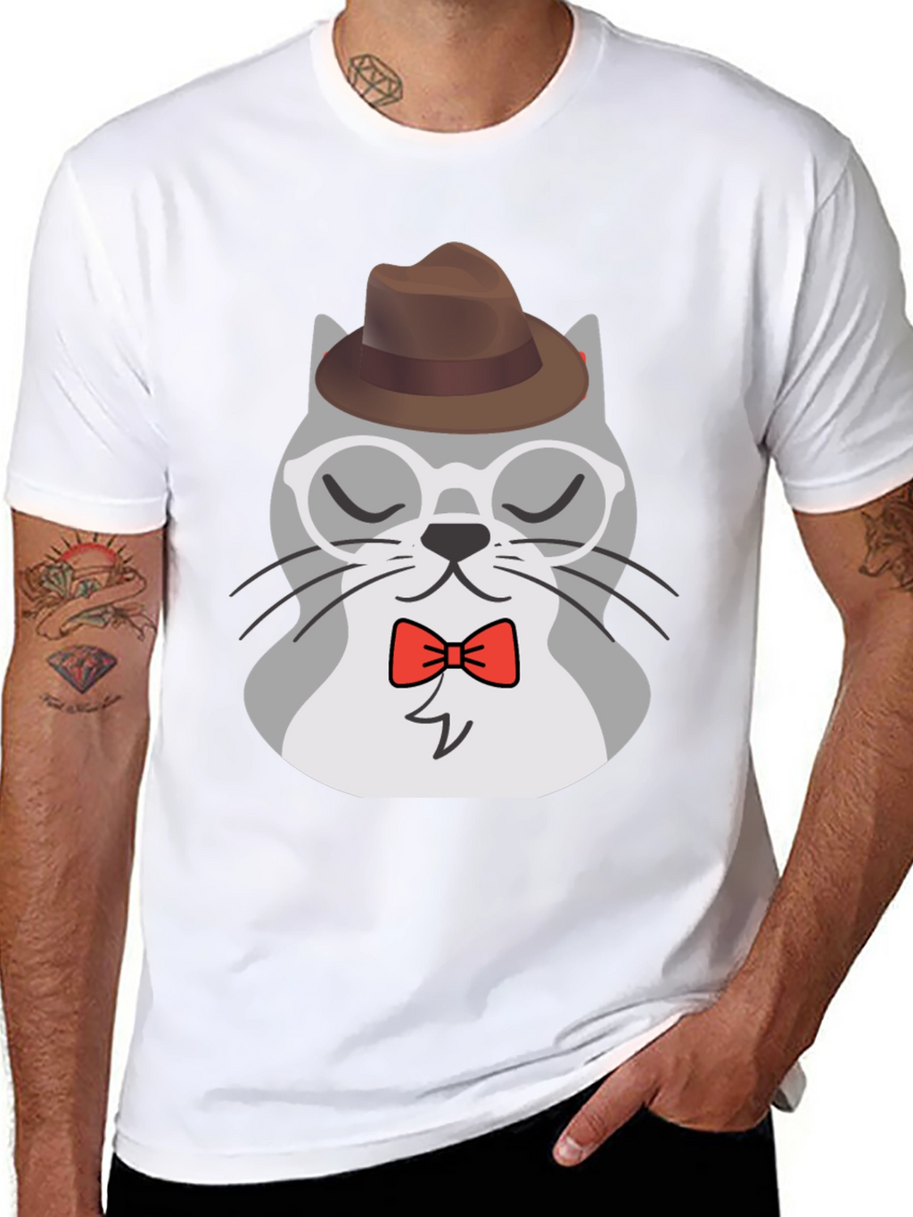 Hipster Cat T-Shirt - Cool Cartoon Graphic Tee