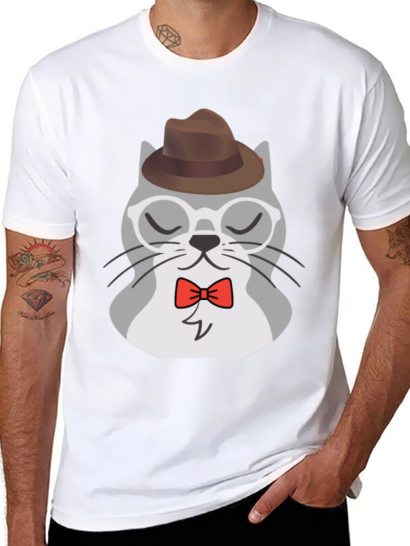 Hipster Cat T-Shirt - Cool Cartoon Graphic Tee