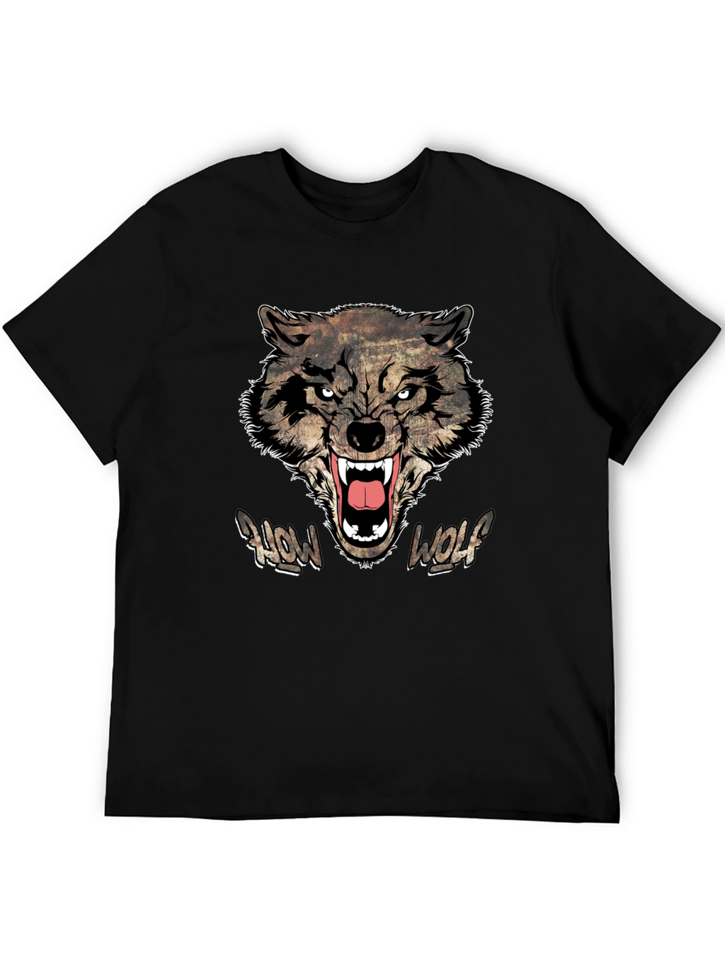 Howl Wolf Graphic Print Mens Black T-Shirt