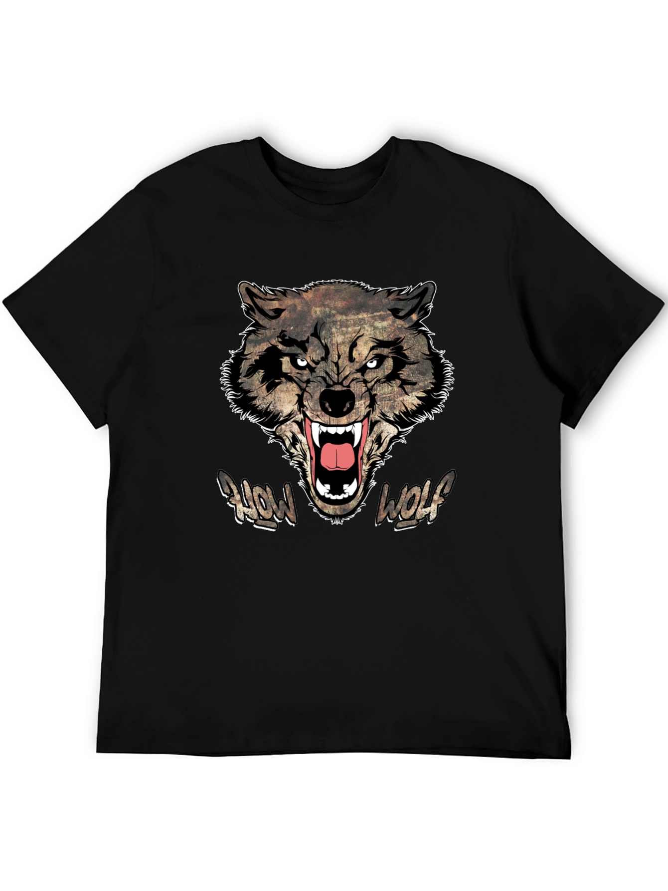 Howl Wolf Graphic Print Mens Black T-Shirt