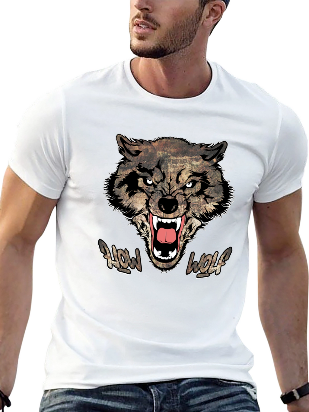 Howl Wolf Graphic Print Mens Black T-Shirt