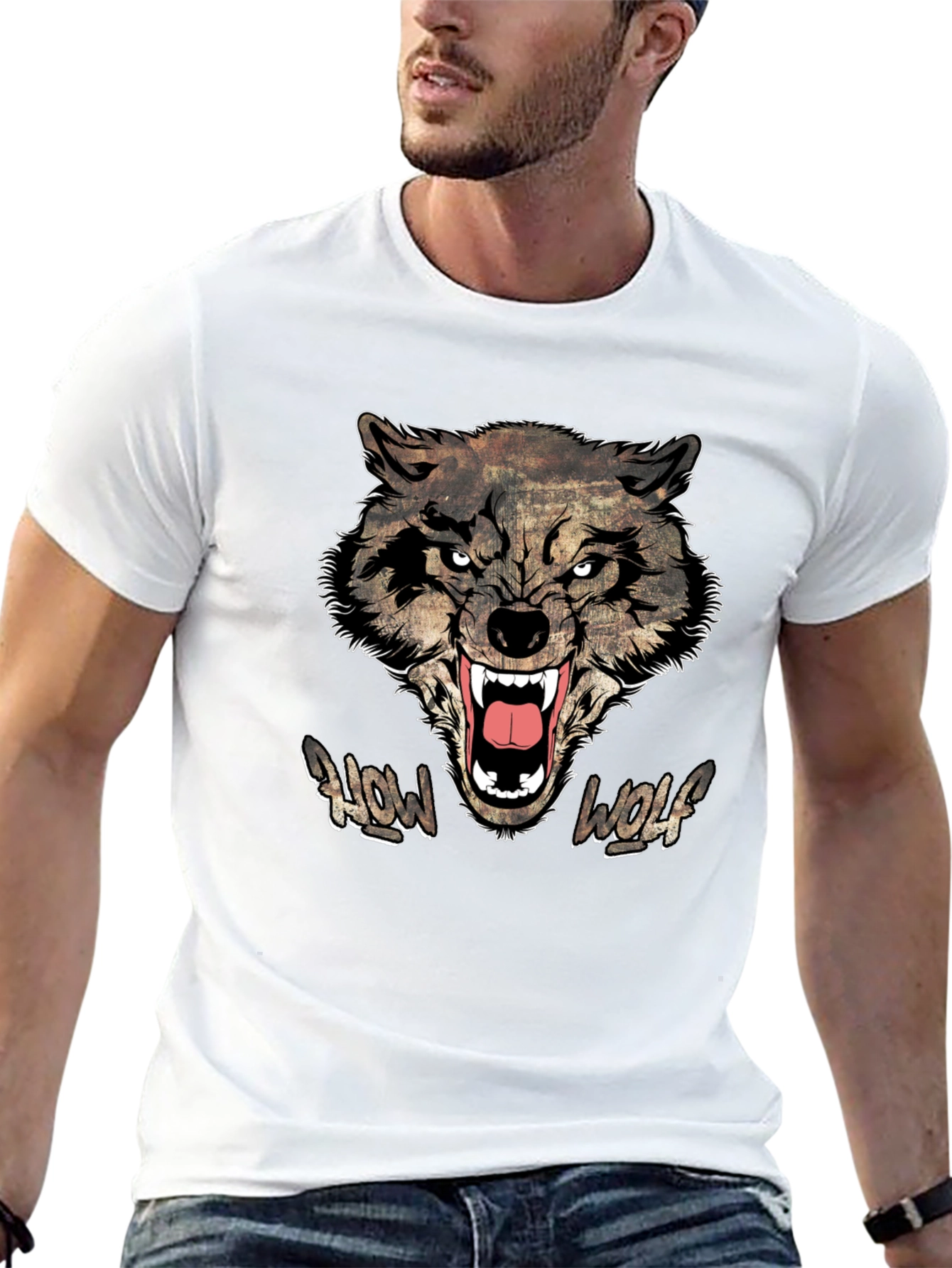 Howl Wolf Graphic Print Mens Black T-Shirt