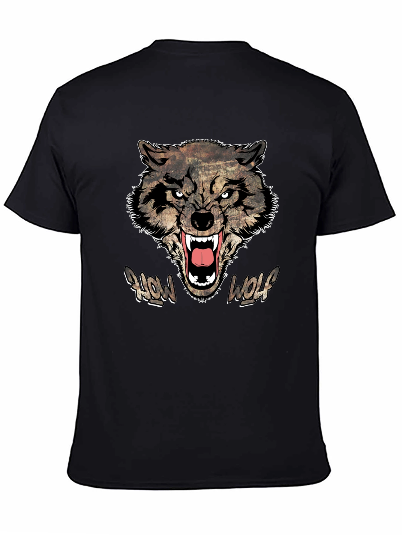 Howl Wolf Graphic Print Mens Black T-Shirt