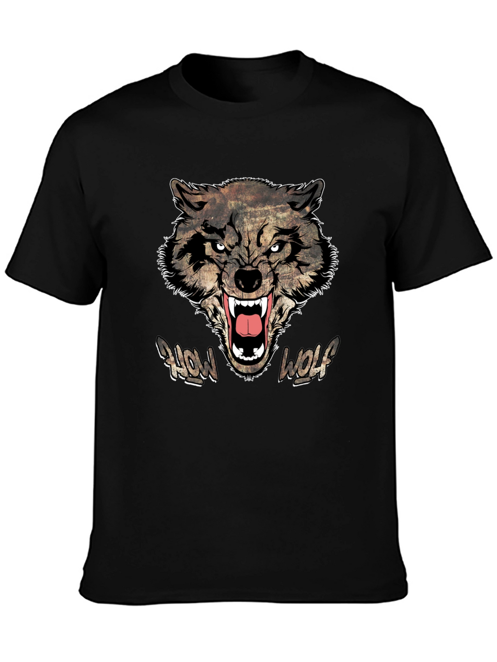Howl Wolf Graphic Print Mens Black T-Shirt
