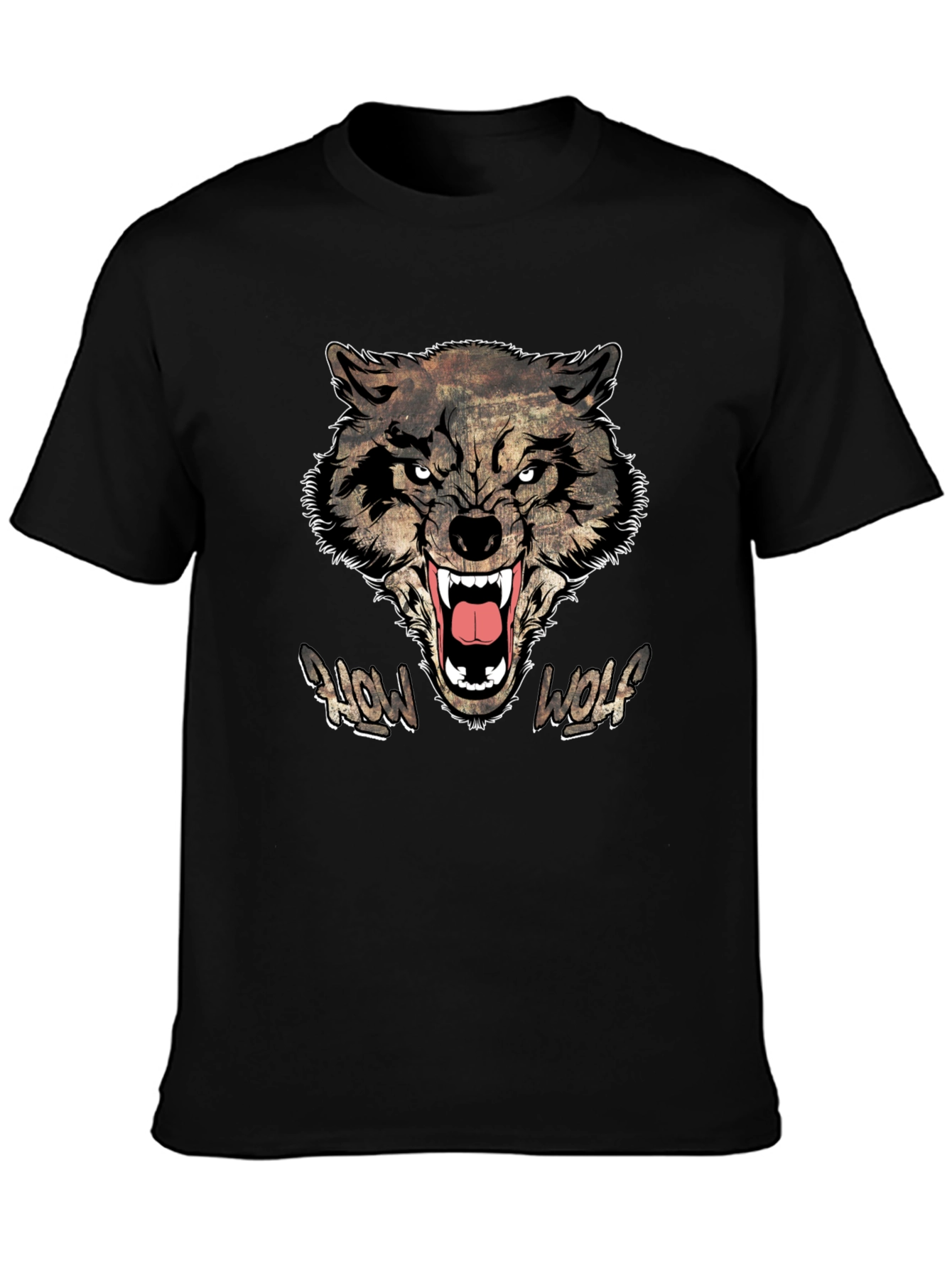 Howl Wolf Graphic Print Mens Black T-Shirt