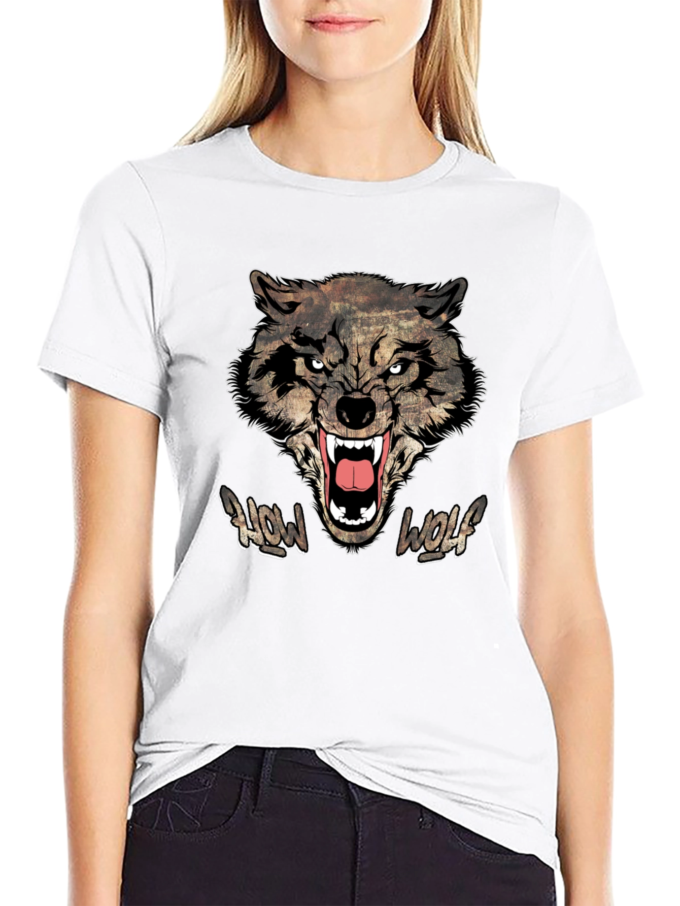 Howl Wolf Graphic Print Mens Black T-Shirt