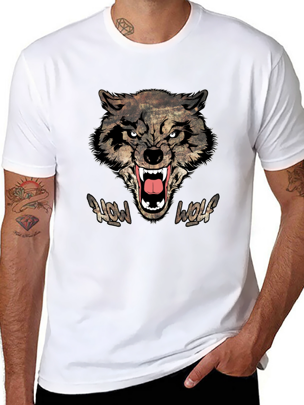 Howl Wolf Graphic Print Mens Black T-Shirt