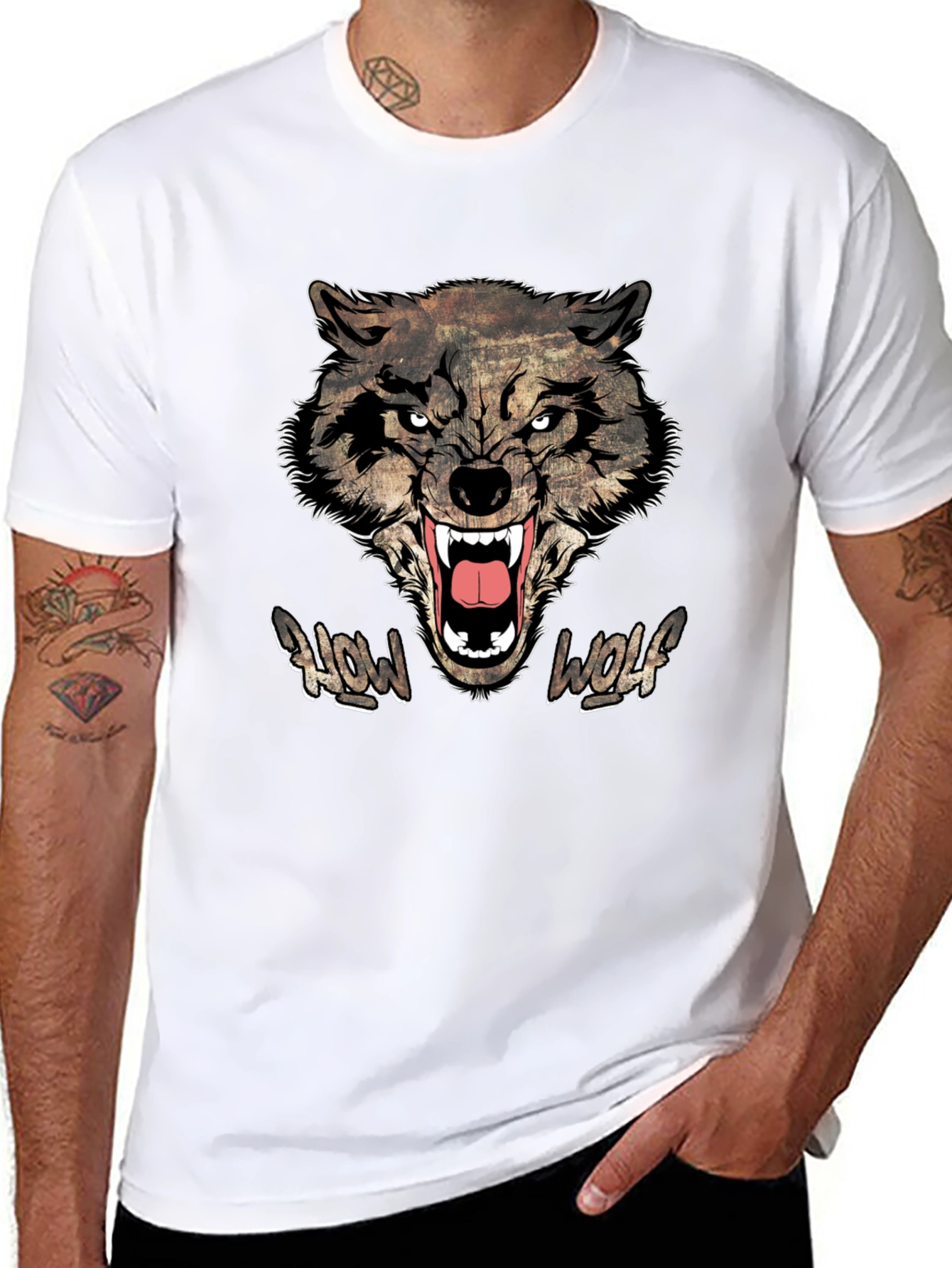 Howl Wolf Graphic Print Mens Black T-Shirt