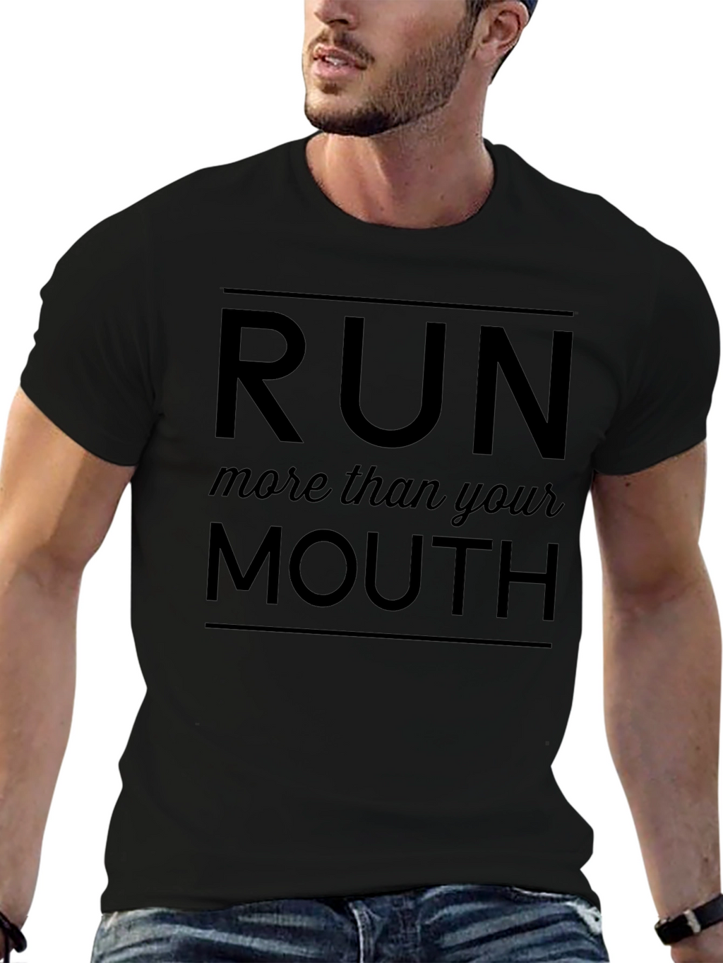 Run More Than Your Mouth Black T-Shirt