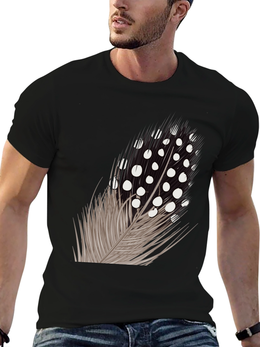 Feather Graphic Black T-Shirt