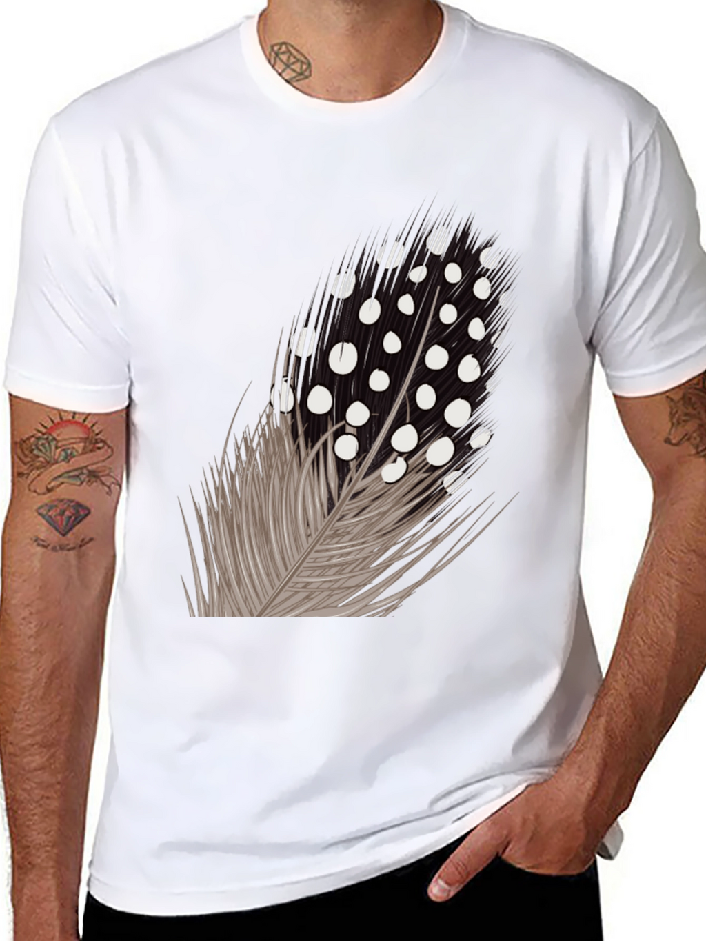 Feather Graphic Black T-Shirt