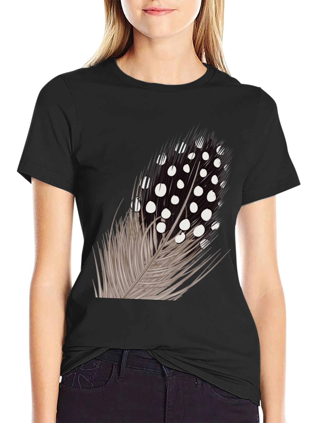 Feather Graphic Black T-Shirt