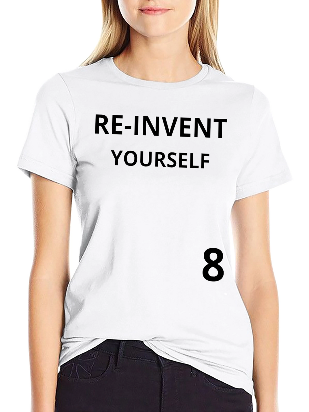 Re-Invent Yourself Black Graphic Tee - Inspirational Design