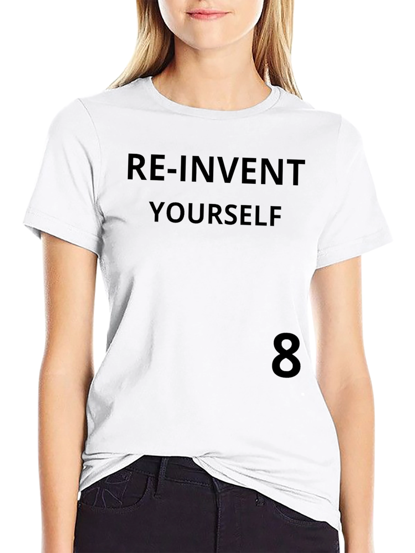 Re-Invent Yourself Black Graphic Tee - Inspirational Design
