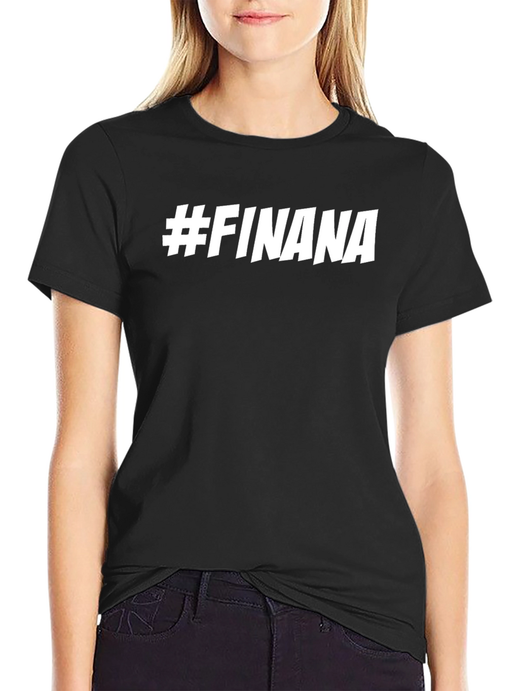 #FINANA Black Cotton Graphic Tee - Trendy & Stylish