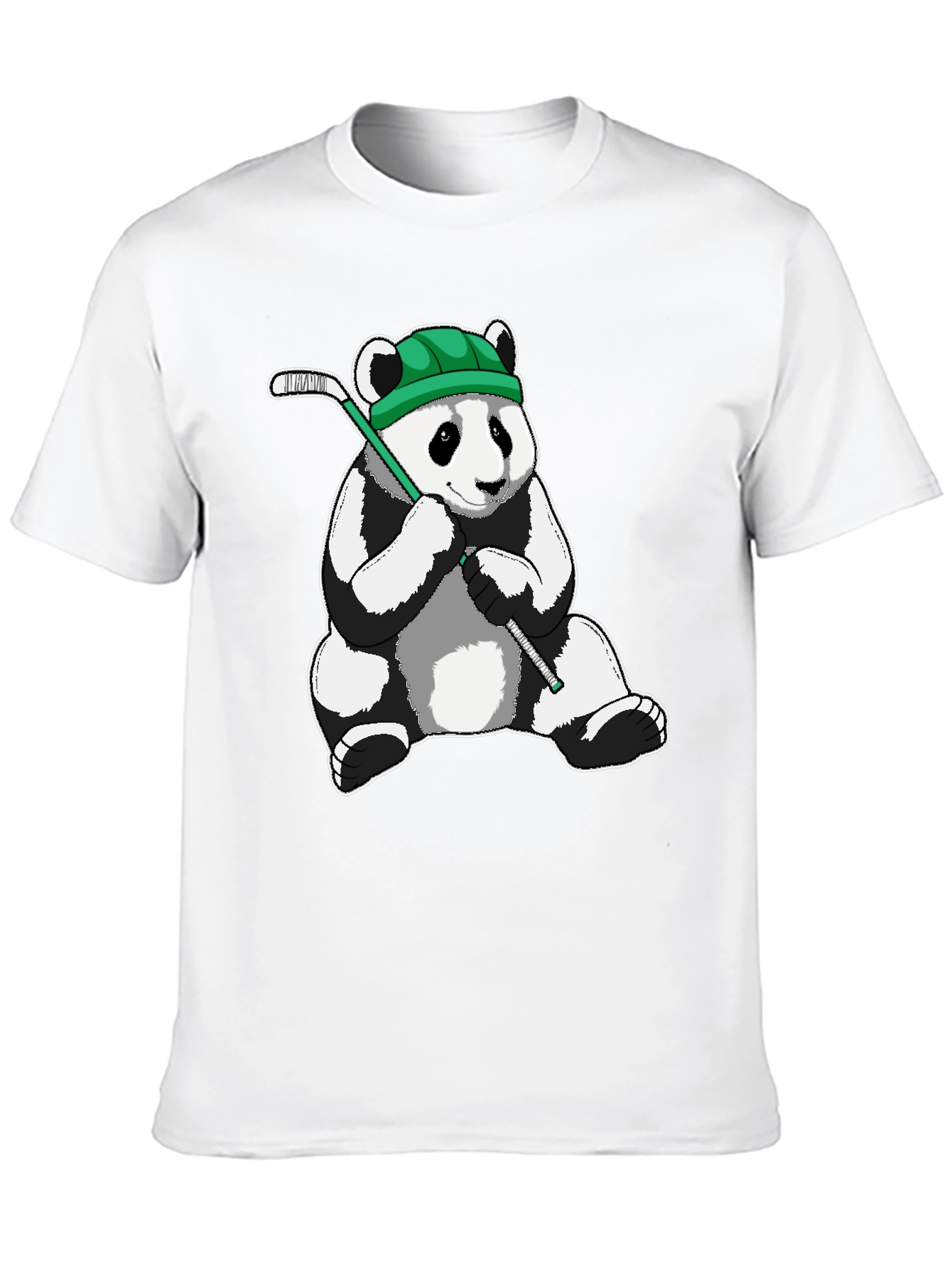 Panda Hockey Player Graphic Tee - Black