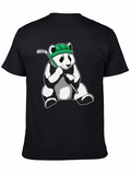 Panda Hockey Player Graphic Tee - Black