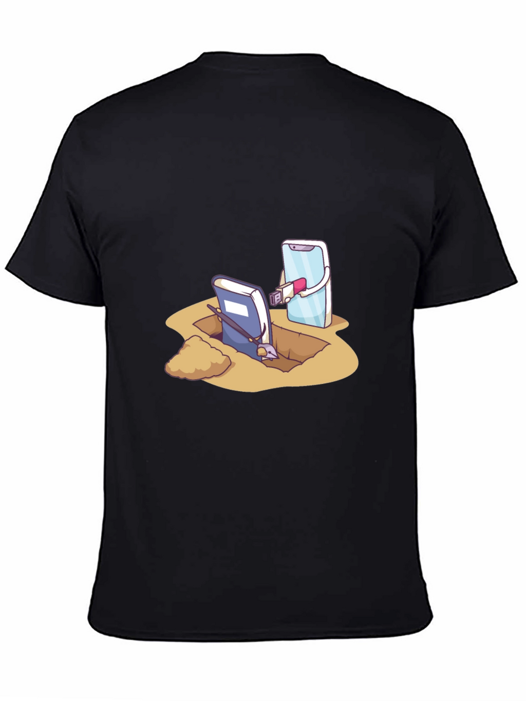 Funny Tech vs Tradition Black T-Shirt