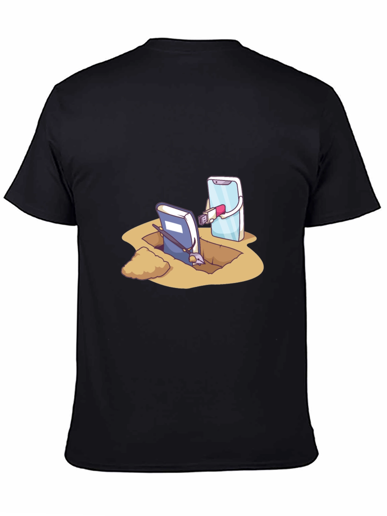 Funny Tech vs Tradition Black T-Shirt