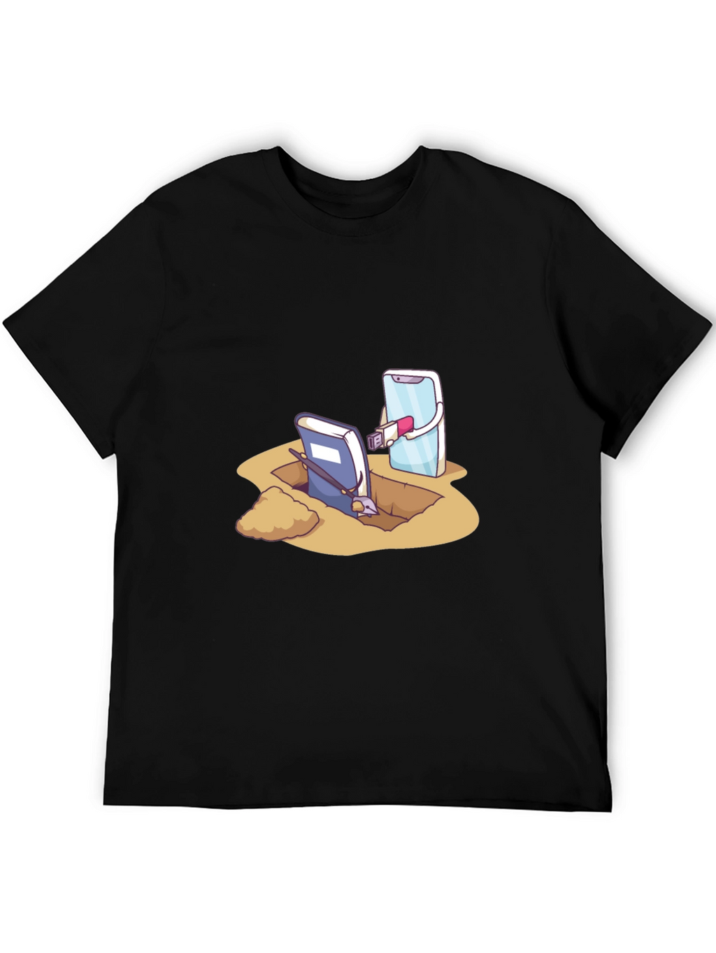 Funny Tech vs Tradition Black T-Shirt