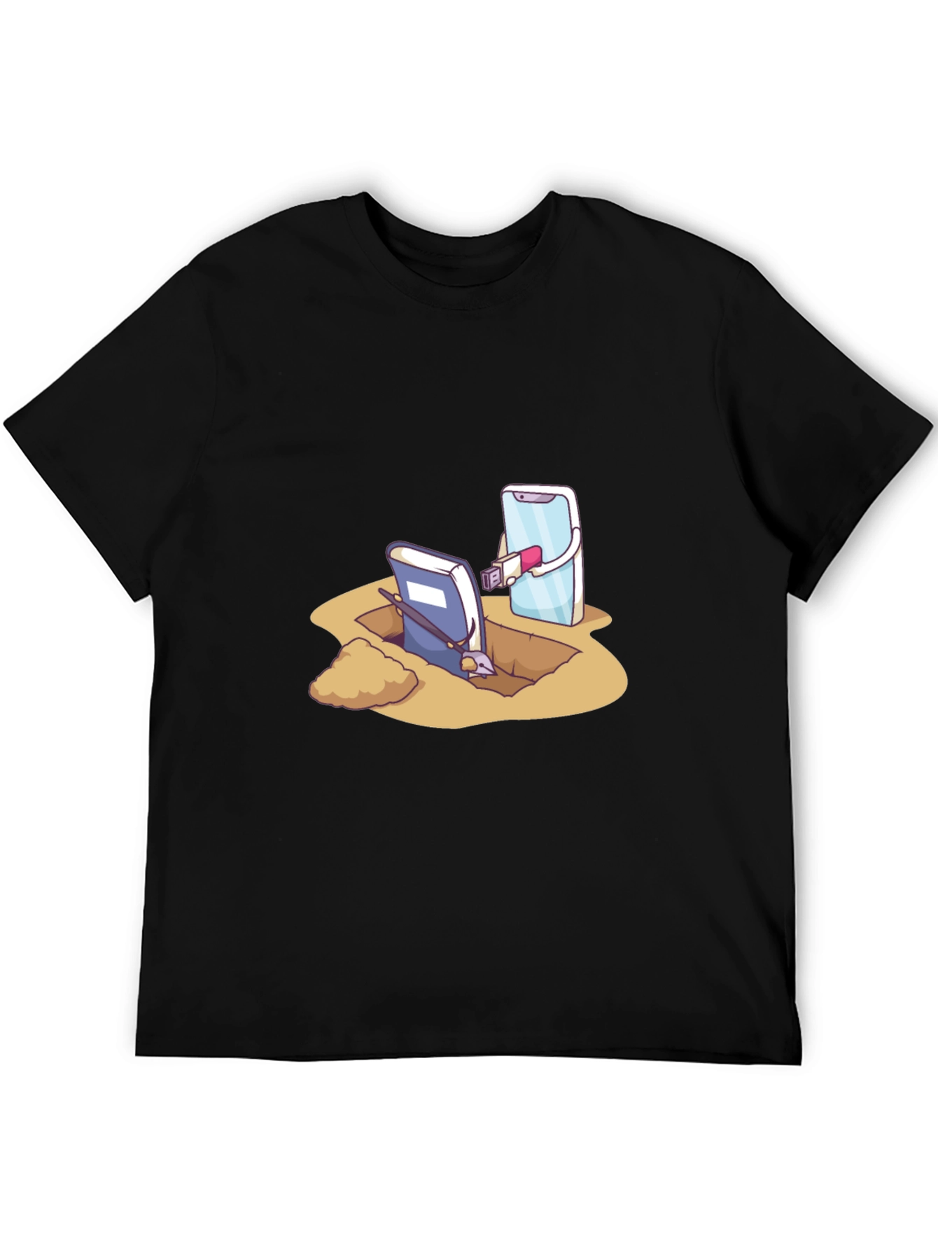 Funny Tech vs Tradition Black T-Shirt