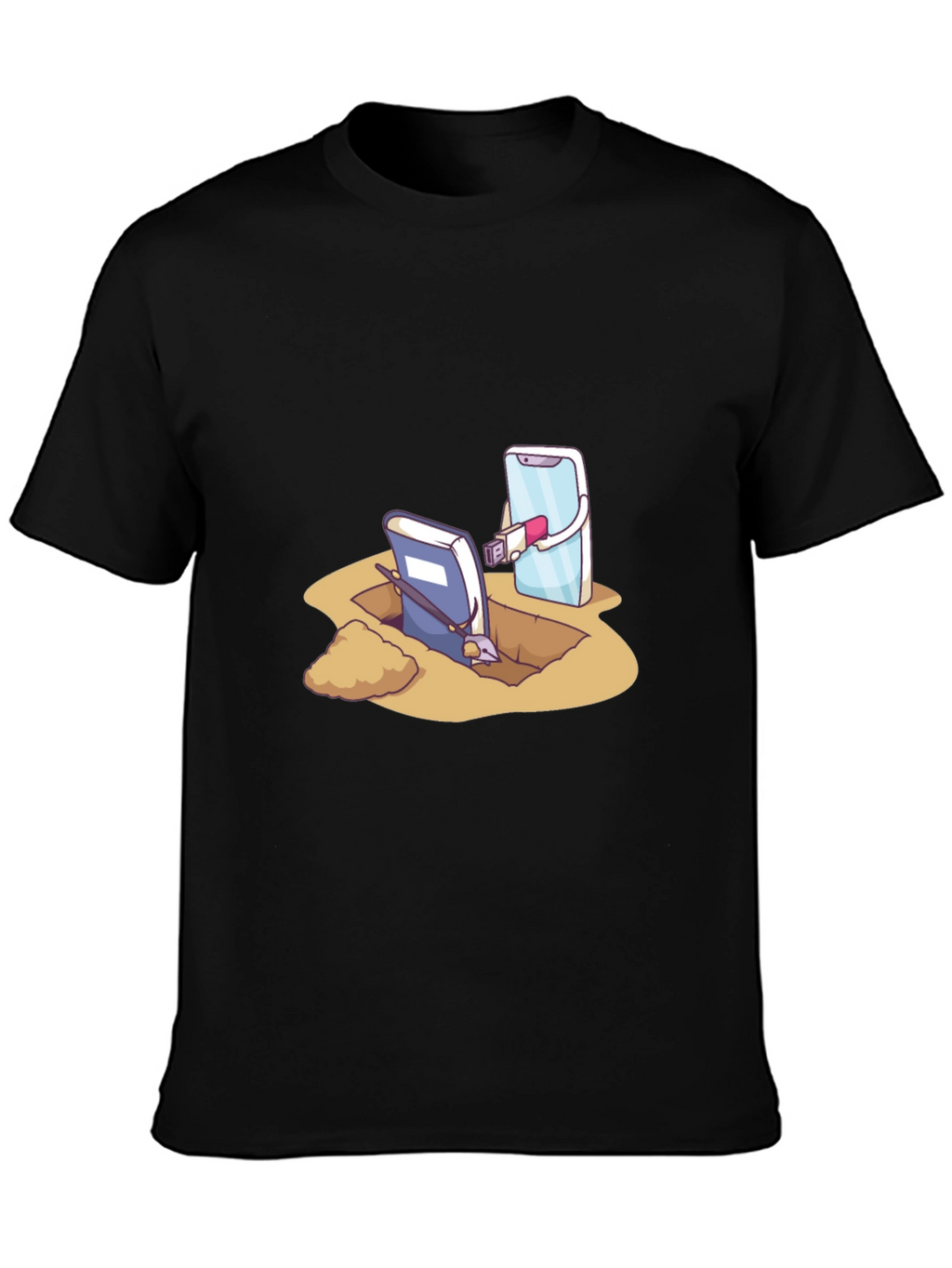 Funny Tech vs Tradition Black T-Shirt