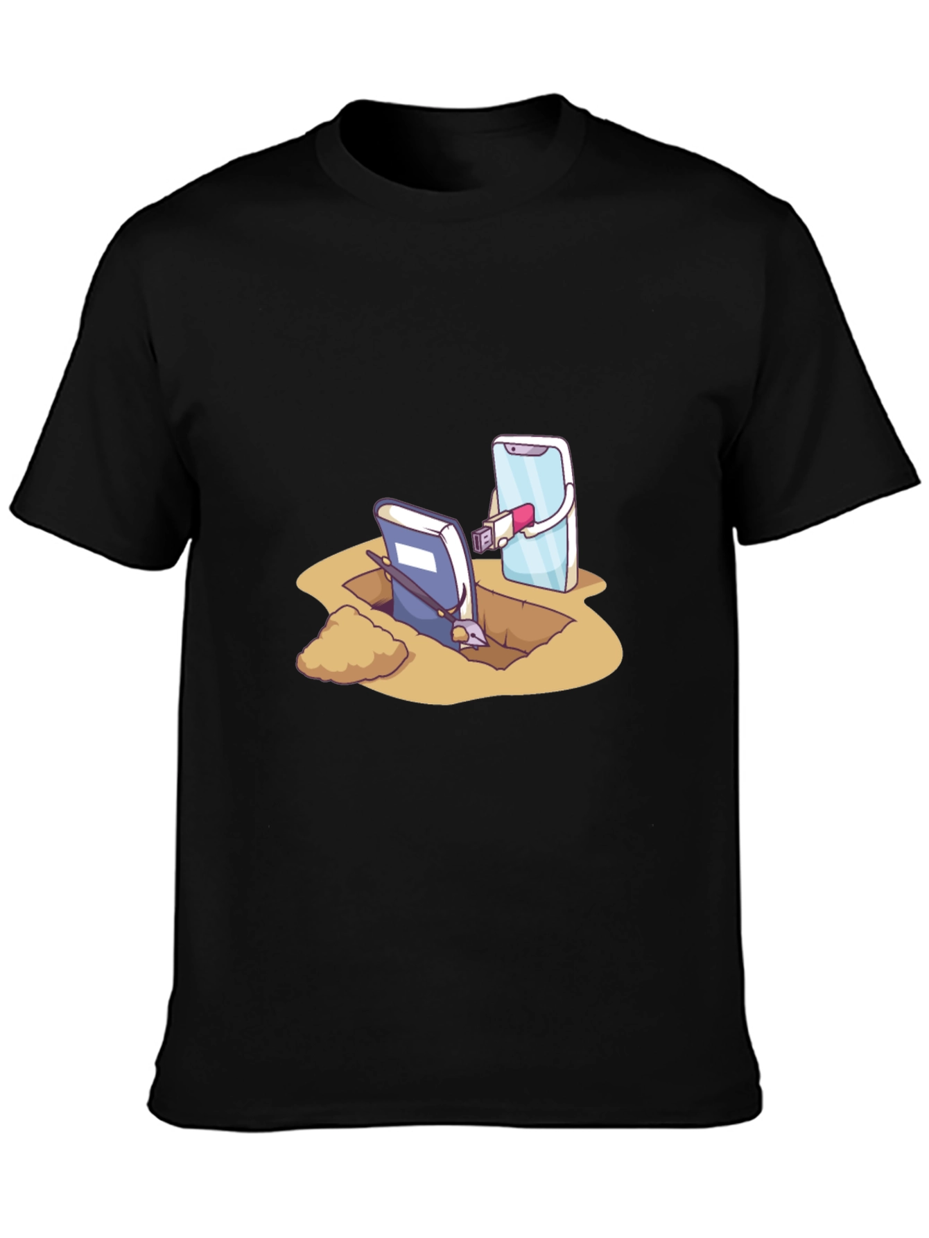 Funny Tech vs Tradition Black T-Shirt