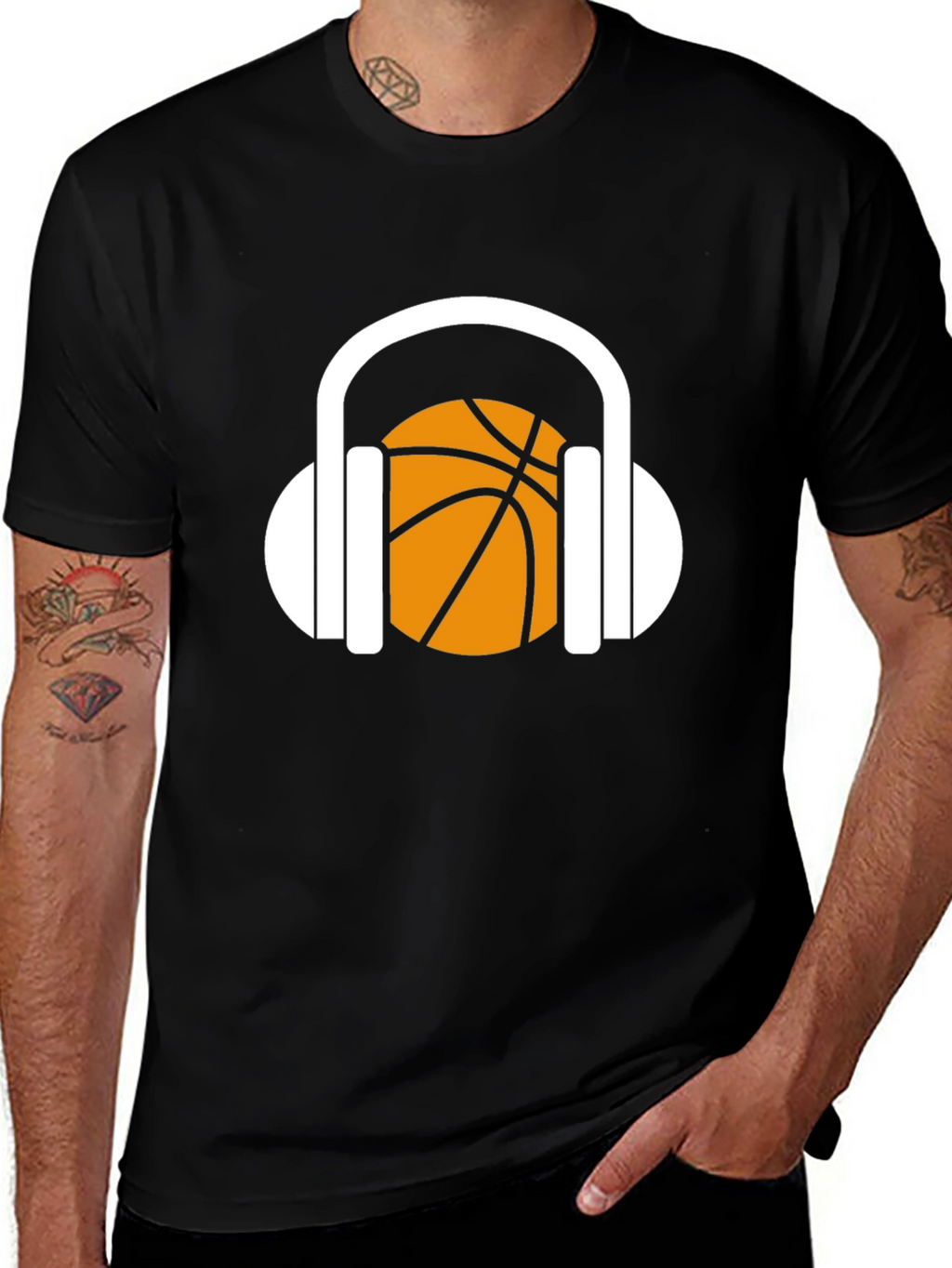 Basketball Headphones Graphic T-Shirt