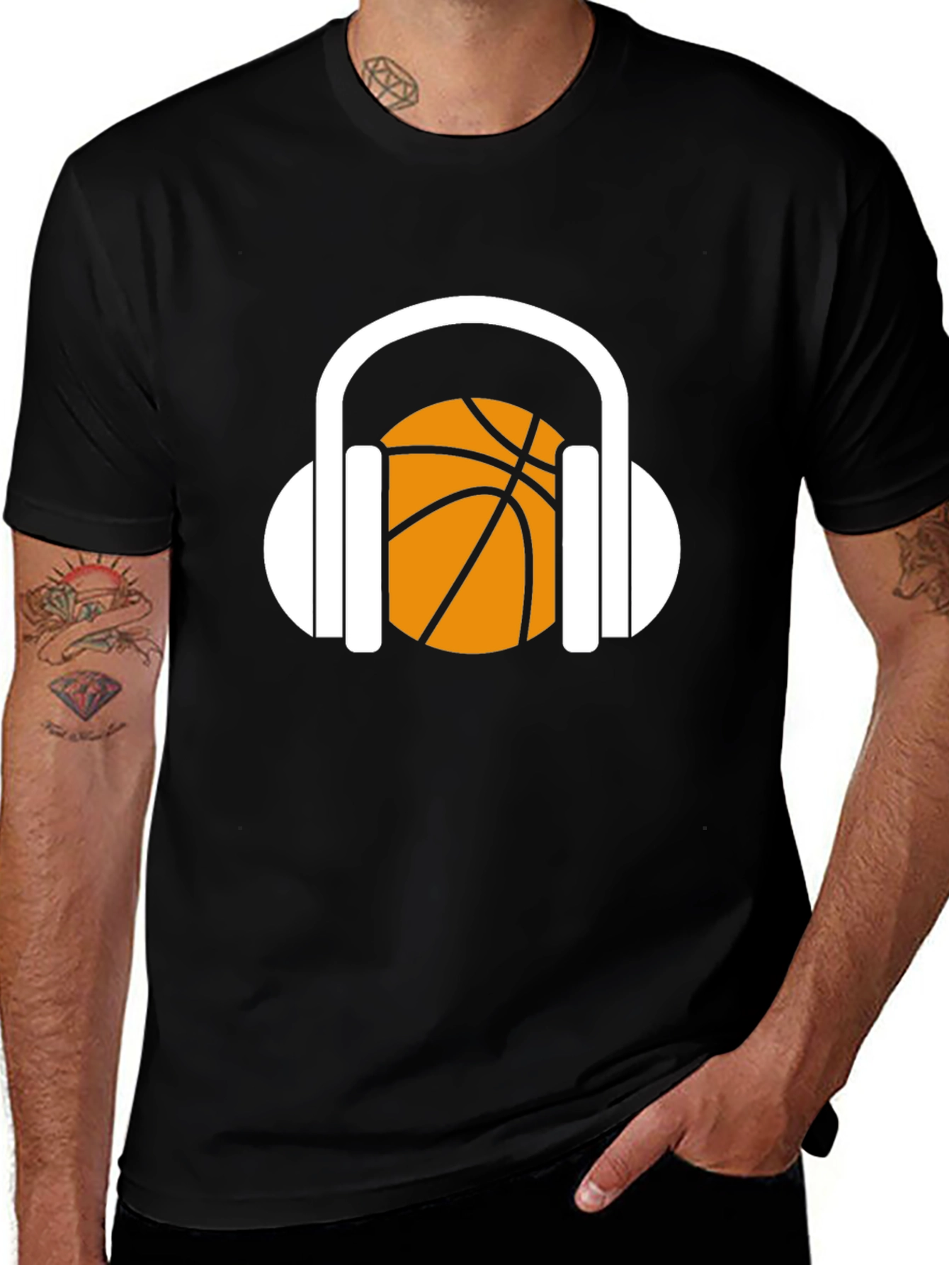 Basketball Headphones Graphic T-Shirt