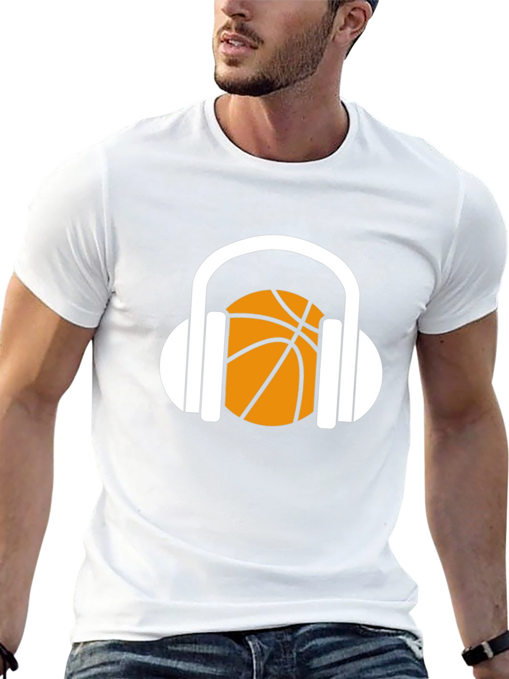Basketball Headphones Graphic T-Shirt