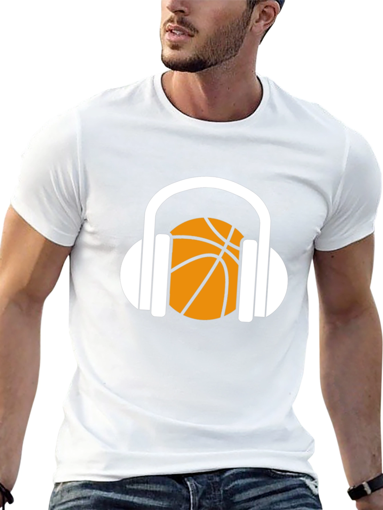 Basketball Headphones Graphic T-Shirt