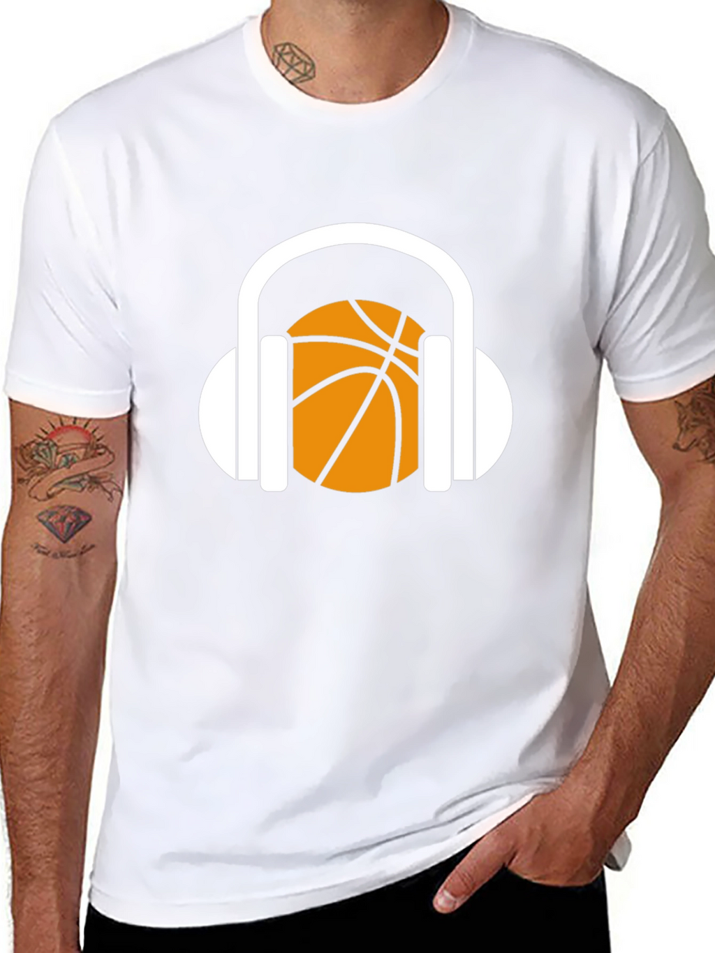 Basketball Headphones Graphic T-Shirt