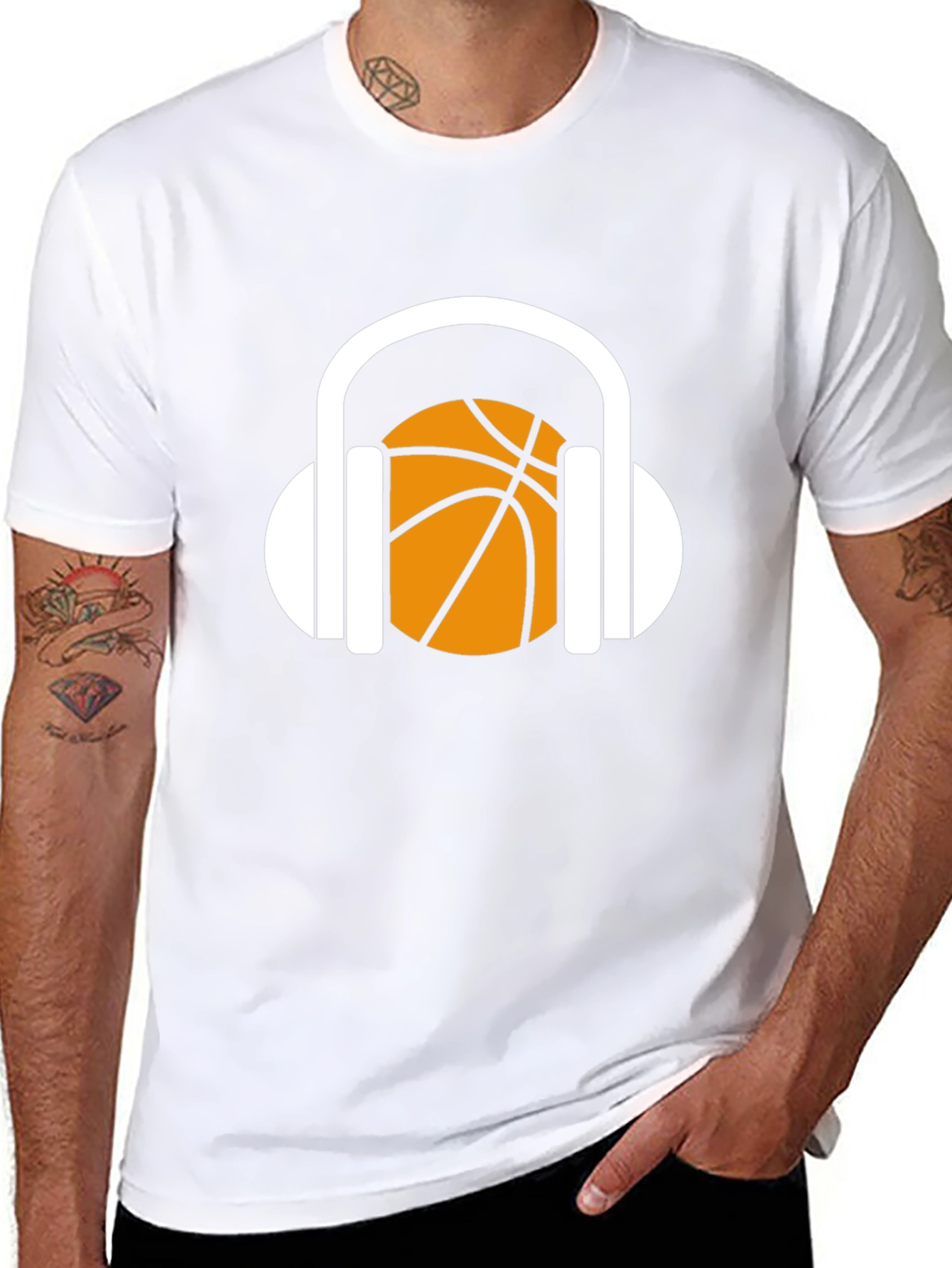 Basketball Headphones Graphic T-Shirt