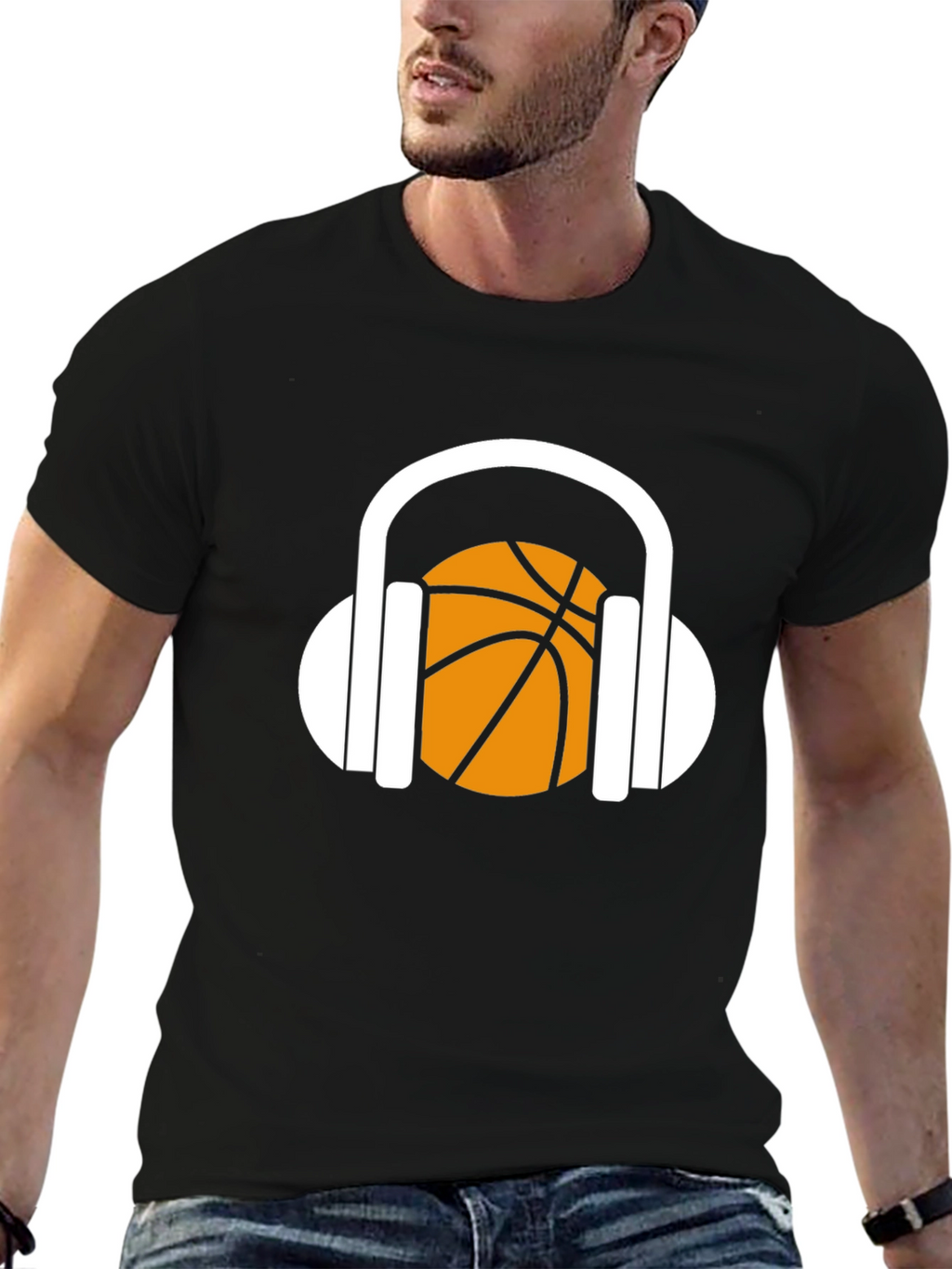 Basketball Headphones Graphic T-Shirt